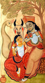 Radha Krishna Kalighat Painting 