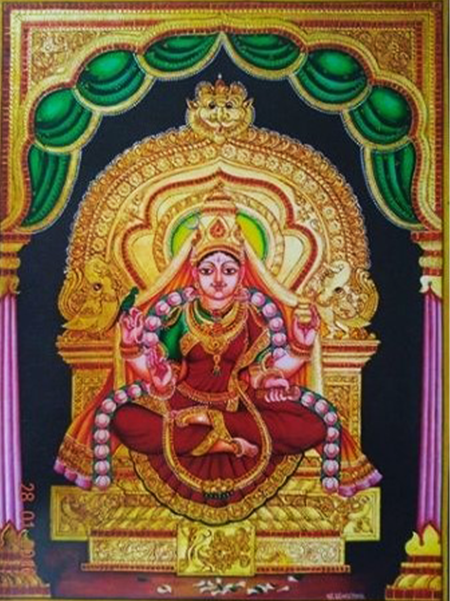 Radiance of Goddess Sringeri Sharada:Mysore Painting by Dr. J Dundaraja