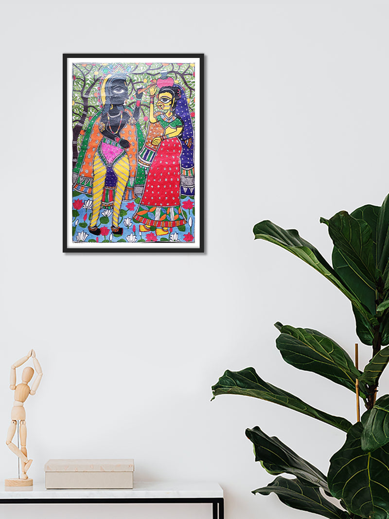 Radha Krishna Madhubani artwork