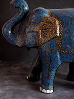 Royal Blue Paper Mache Elephant by Riyaz Khan