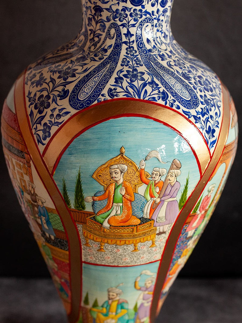 Royal Mughal Darbar Paper Mache Vase by Riyaz Khan