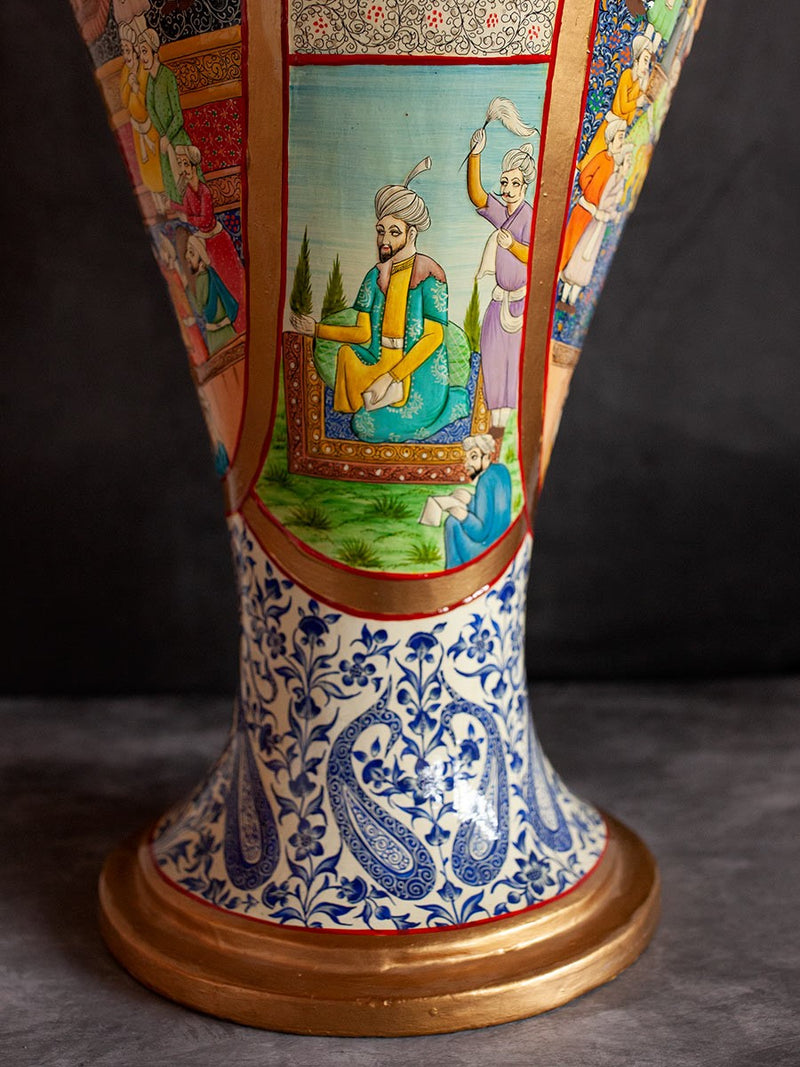 Royal Mughal Darbar Paper Mache Vase by Riyaz Khan