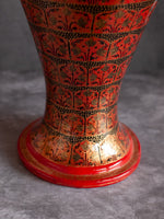 Royal Red Paper Mache Vase by Riyaz Khan