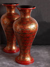 Royal Red Paper Mache Vase by Riyaz Khan