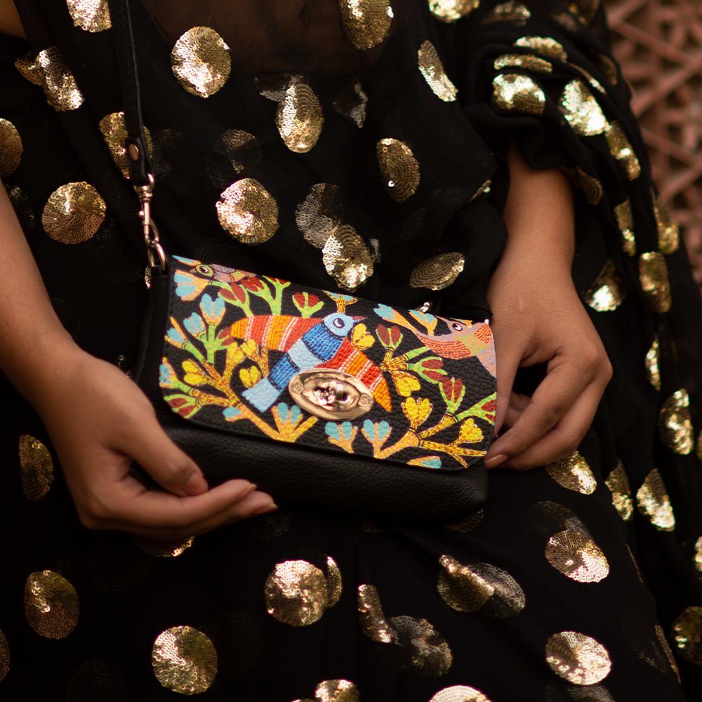 gorgeous hand-painted black wristlet