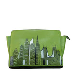 San Francisco , handpainted skyline on green crossbody-