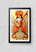 Ma Saraswati, Kalighat Art by Bapi Chitrakar