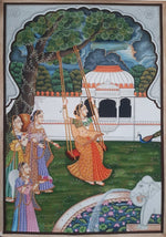 Radha with gopi's pichwai painting by shehzaad ali sherni for sale