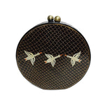 THE WHITE BIRDS , ROUND PAPER MACHE CLUTCH-Paper Mache Clutch