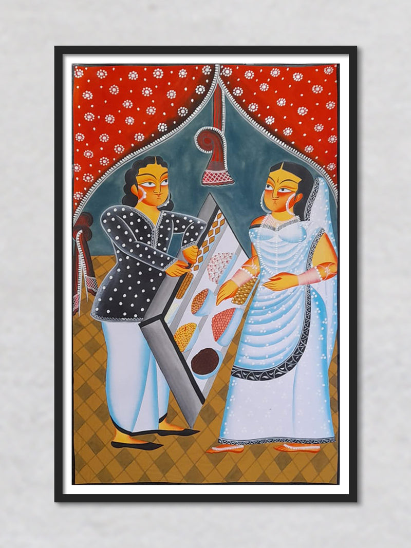 Sweet Shop Kalighat Painting by Uttam Chitrakar