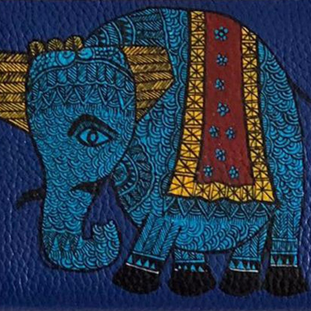 The Elephant, Top Grain Leather Blue Wallet-