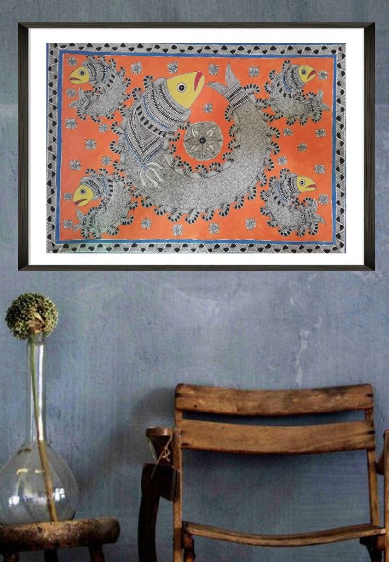 Buy Online The fish Madhubani art