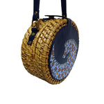 The High Horse, BLUE ROUND CANE SLING-cane bag