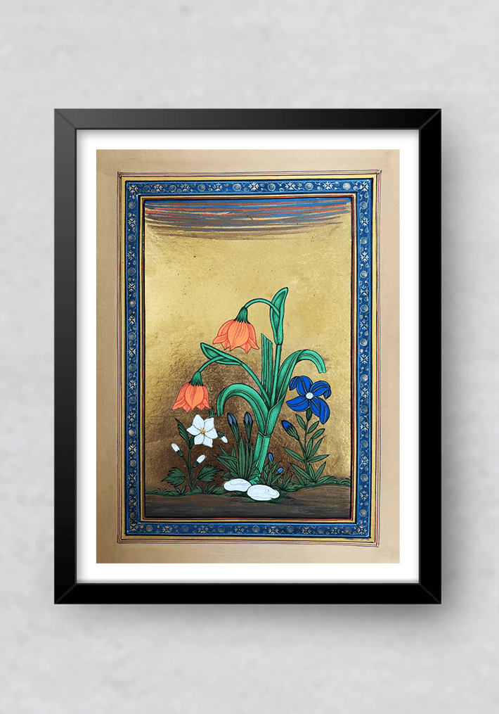 Shop The Mughal Flowers in Miniature Painting by Mohan Prajapati