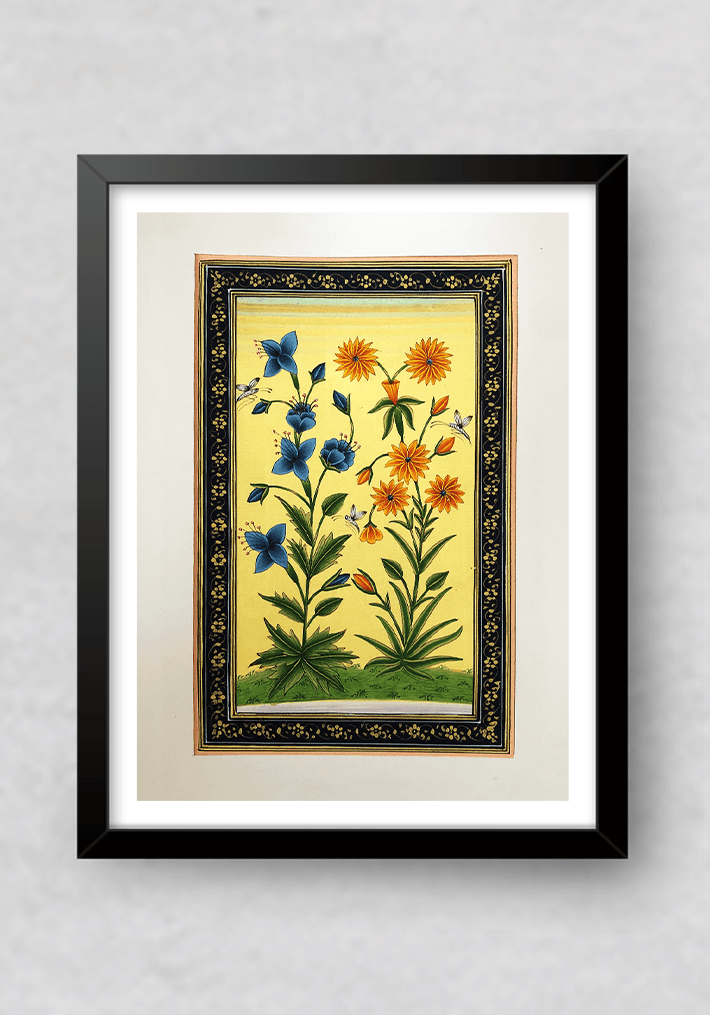 The Mughal Flowers in Miniature Painting by Mohan Prajapati