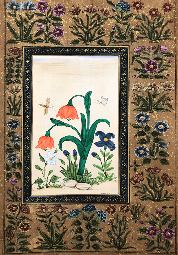 Buy The Mughal Flowers in Miniature Painting by Mohan Prajapati