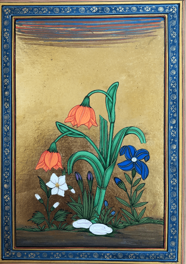 Buy The Mughal Flowers in Miniature Painting by Mohan Prajapati