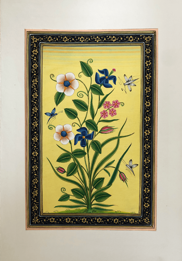 The Mughal Flowers in Miniature Painting by Mohan Prajapati