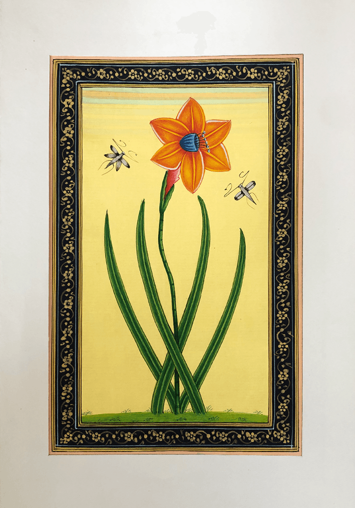 The Mughal Flowers in Miniature Painting by Mohan Prajapati