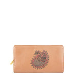 The Peacock, Handpainted Tan Wallet-