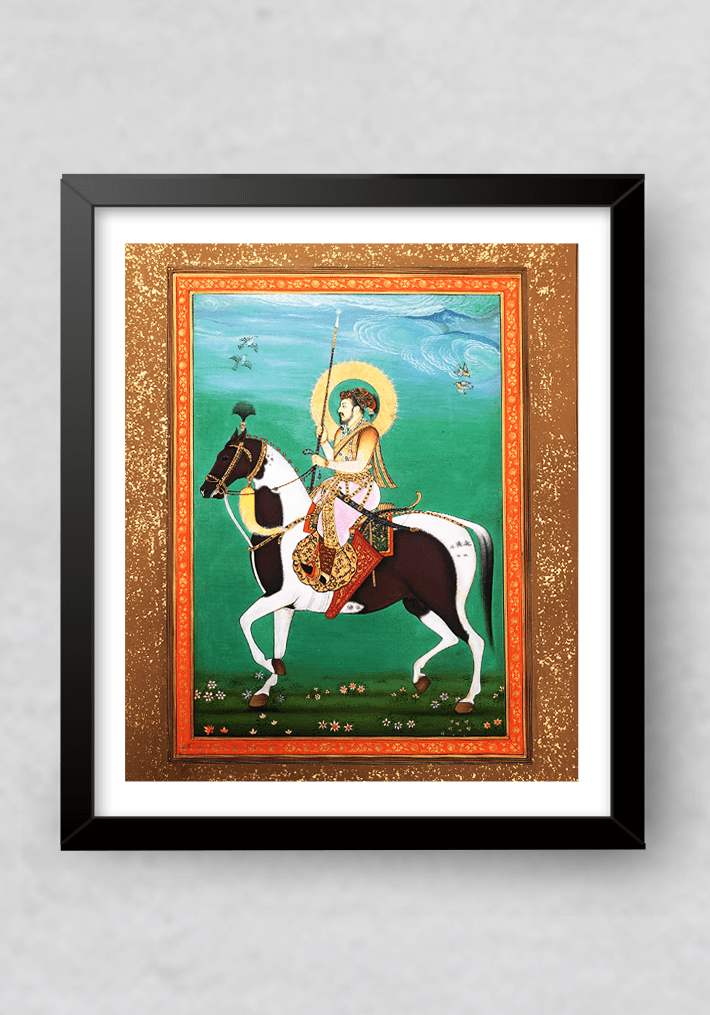 The Royal Horse Rider in Miniature Painting by Mohan Prajapati