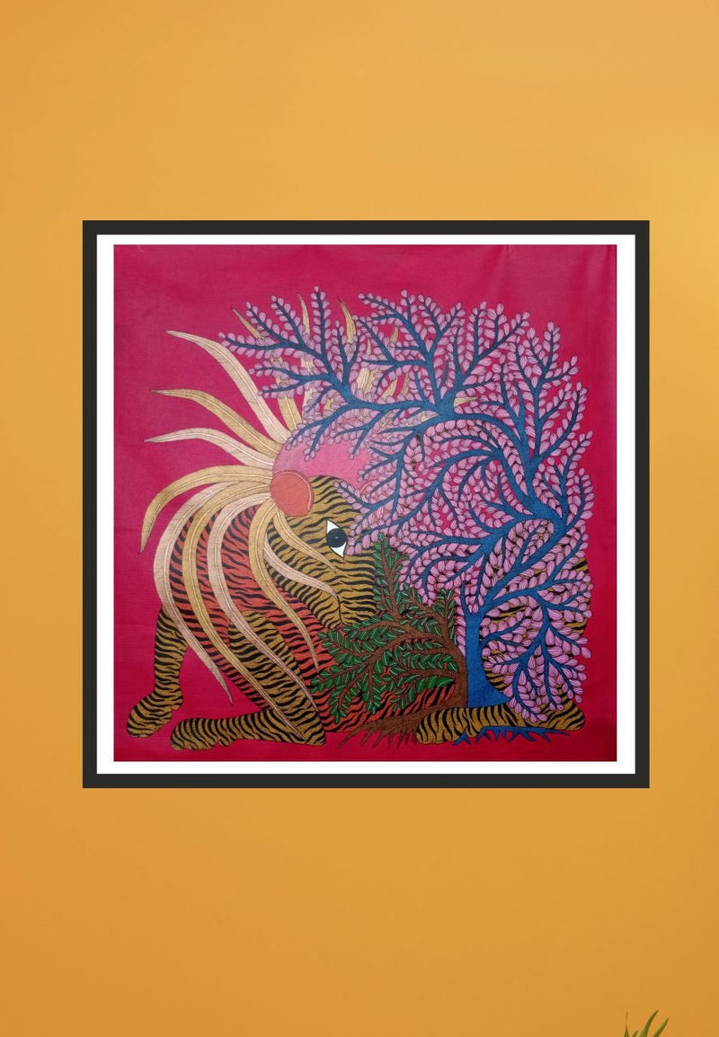 The Tiger Gond Painting by Rajendra Shyam-