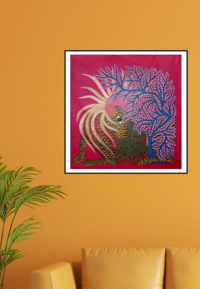 The Tiger Gond Painting by Rajendra Shyam-