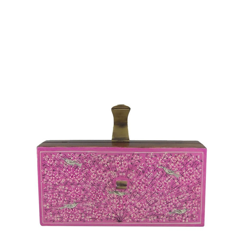 Tree of Life, pink wood clutch-