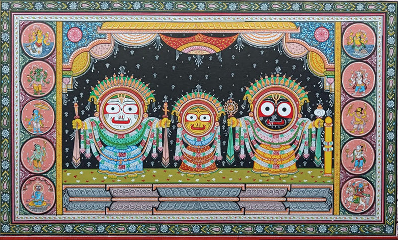 Buy Triad of Jagannath Pattachitra Painting by Purusottam Swain