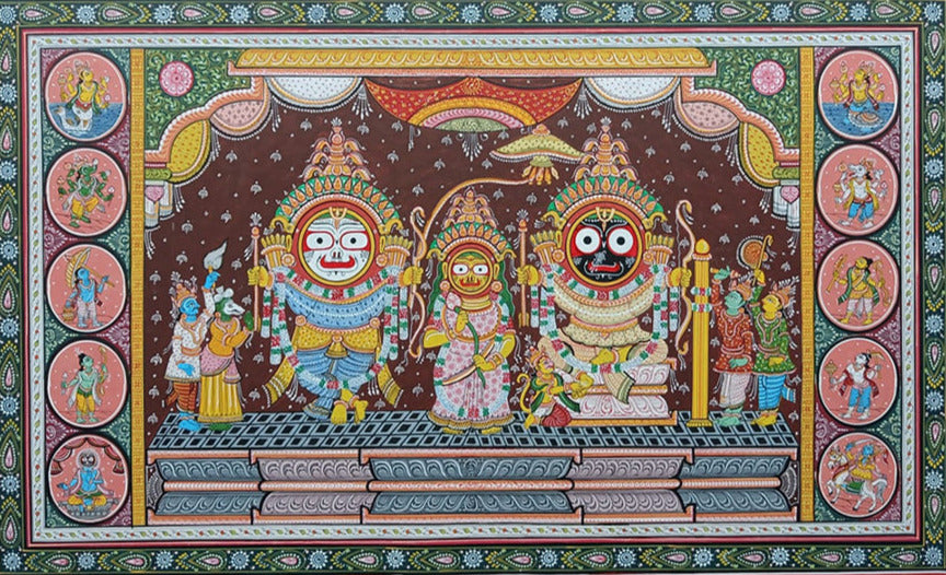 Buy Triad of Jagannath Pattachitra Painting by Purusottam Swain