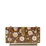 WHITE FLOWERS, WOOD CLUTCH-