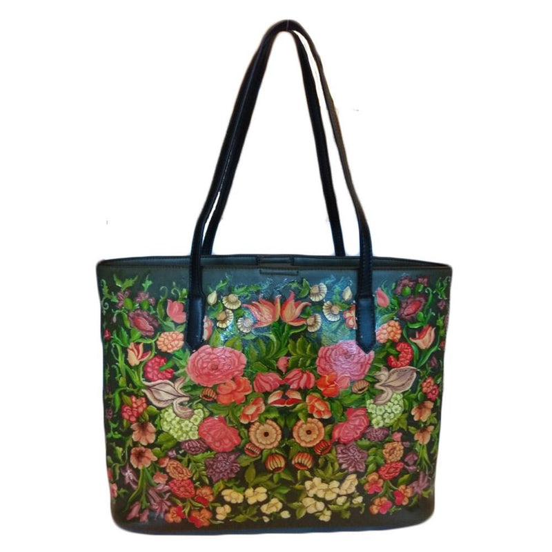 Web of Flowers , Olive Green Tote-