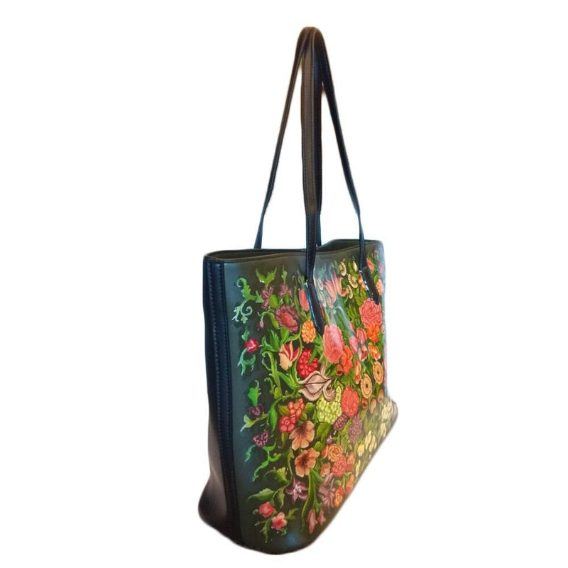 Web of Flowers , Olive Green Tote-