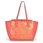 Red Leather Handbag | Handpainted Bags