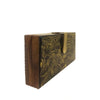 Where be Dragons, Rectangle Clutch Black and Gold-Women's Wood Clutch