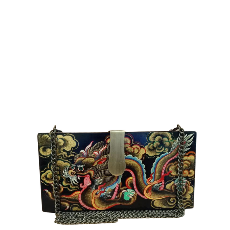 Where be Dragons, Rectangle Clutch Gold and Multicolours