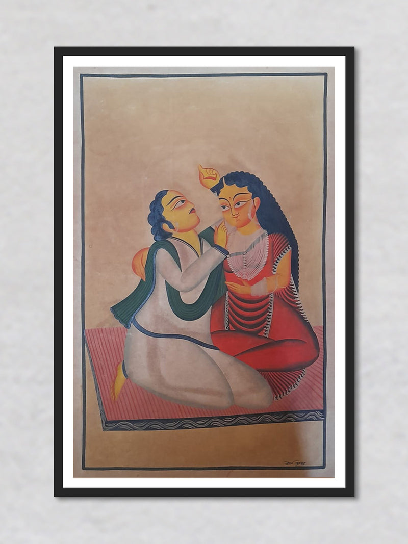 Babu and Biwi Kalighat Painting by Uttam Chitrakar