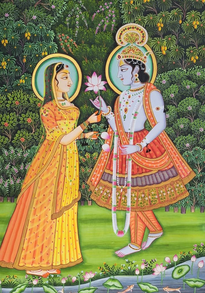 Radha Krishna Pichwai Painting by Shehzaad Ali Sherni for sale