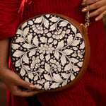 White leaves , Navy Round Sling-