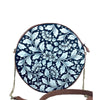 White leaves , Navy Round Sling-