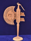 Wooden Hand Fan in Raw Sandalwood Miniature Artwork by Om Prakash