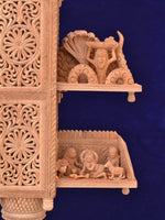 Wooden Hand Fan in Raw Sandalwood Miniature Artwork by Om Prakash