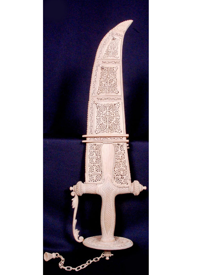 Wooden Knife in Raw Sandalwood Miniature Artwork by Om Prakash