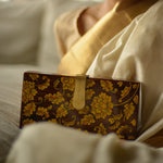 YELLOW FLOWERS, WOOD CLUTCH