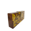 YELLOW FLOWERS, WOOD CLUTCH