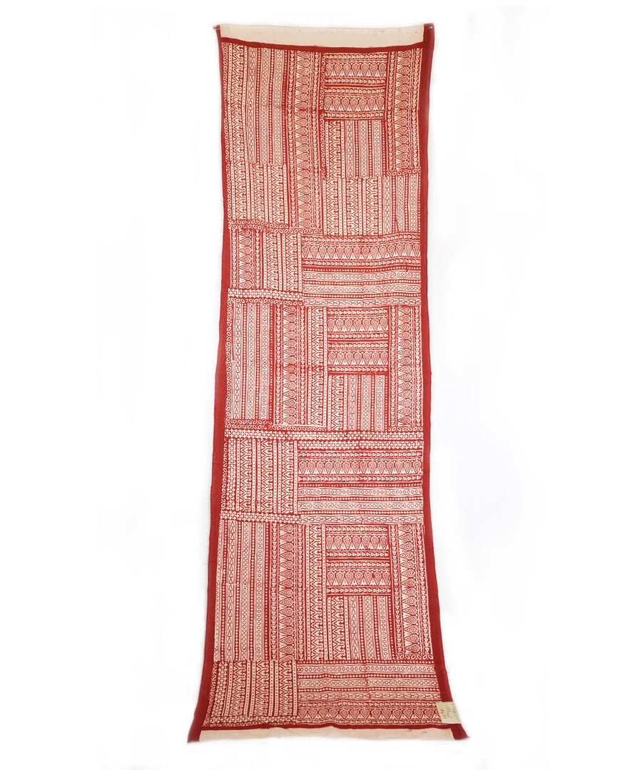 ABSTRACT - Red/white Hand block printed Cotton Stole-