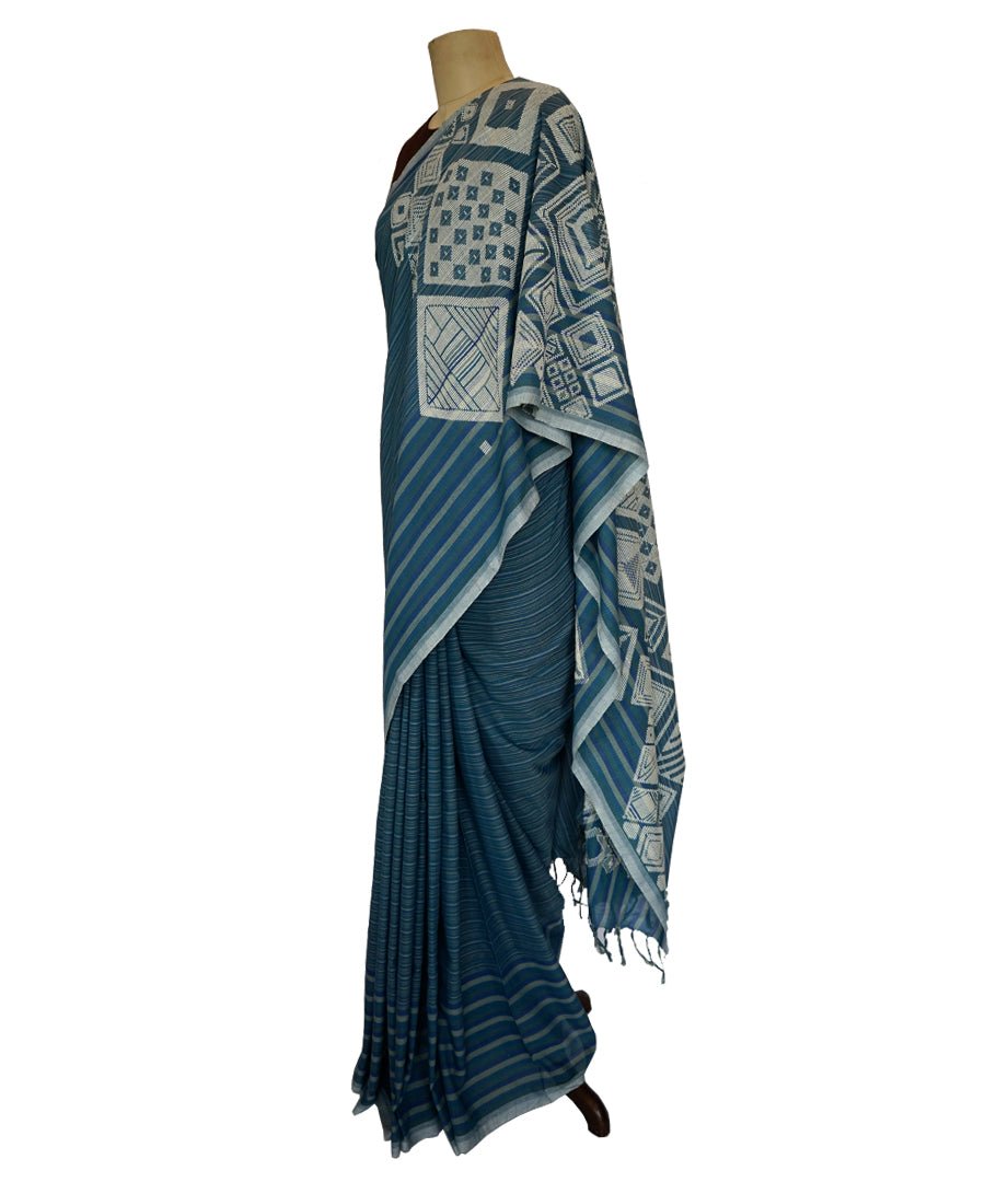 diamond blue handwoven cotton saree memerakicom