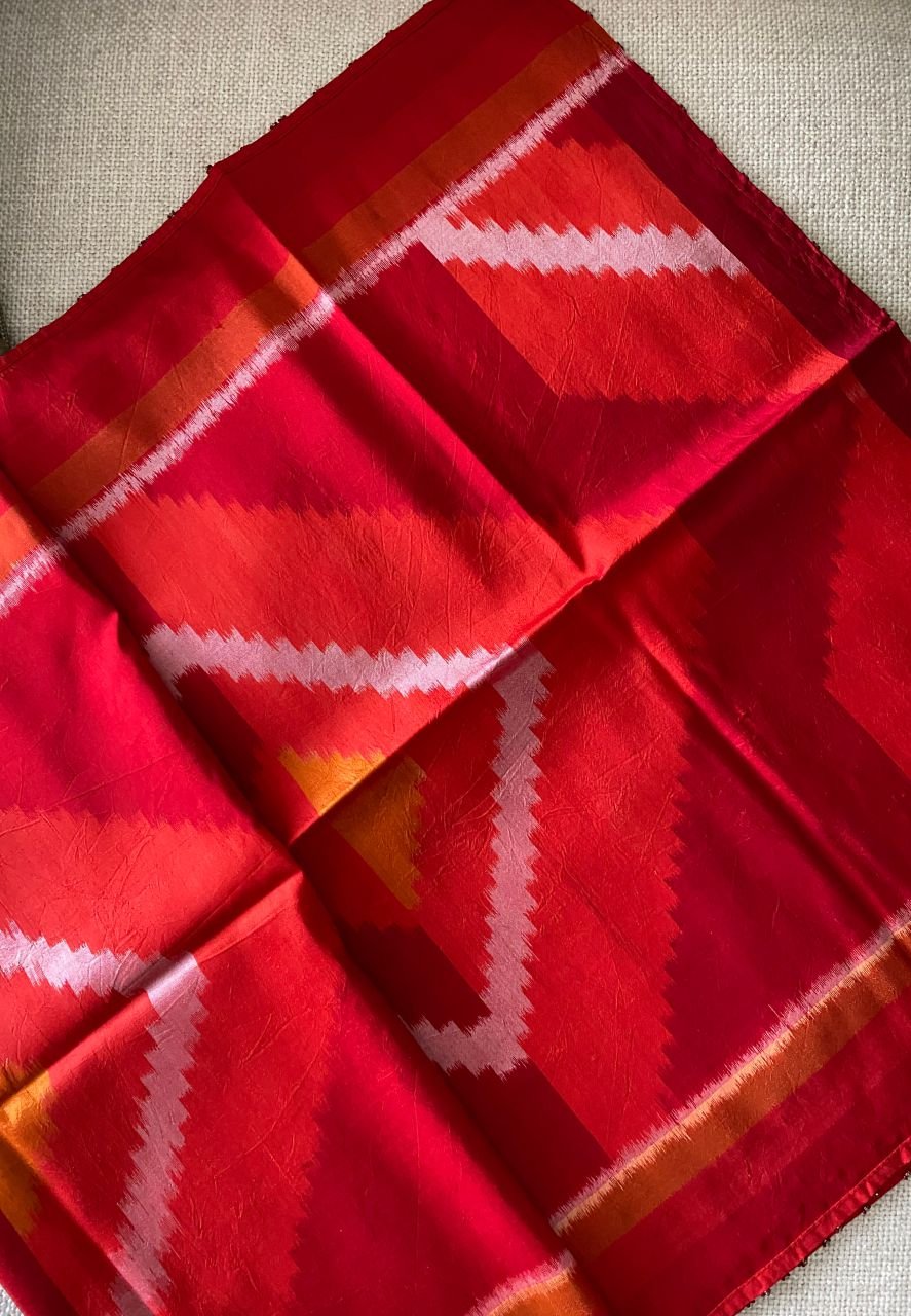 Handwoven IKAT SILK STOLE,red-