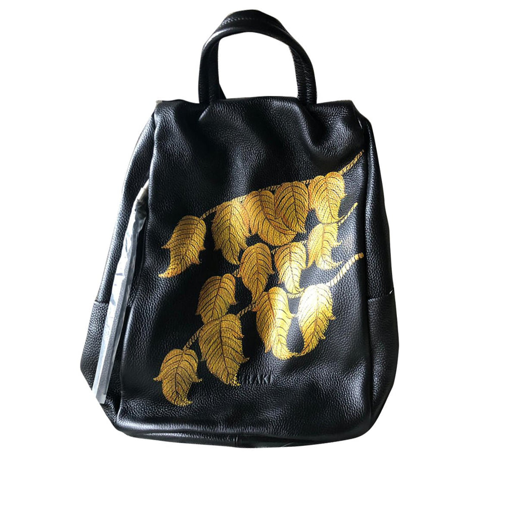 LEAVES , BLACK BACKPACK-