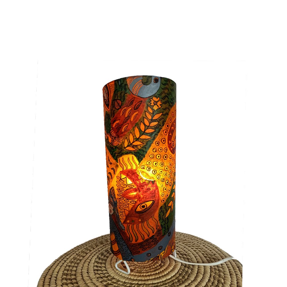 My village, Madhubani handpainted lamp-